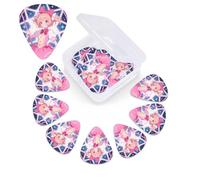 12 Pack Guitar Picks with Organizer Storage Box,Thin, Medium & Heavy 3 Different Thickness Guitar Pick Pink Magic Girl Bass Plectrums for Ukulele Acoustic Guitar Accessories