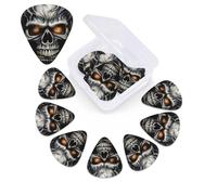 12 Pack Guitar Picks with Organizer Storage Box,Thin, Medium & Heavy 3 Different Thickness Guitar Pick Cool Evil Skull Bass Plectrums for Ukulele Acoustic Guitar Accessories