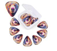12 Pack Guitar Picks with Organizer Storage Box,Thin, Medium & Heavy 3 Different Thickness Guitar Pick Colorful Bear Painting Bass Plectrums for Ukulele Acoustic Guitar Accessories