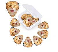 12 Pack Guitar Picks with Organizer Storage Box,Thin, Medium & Heavy 3 Different Thickness Guitar Pick Orange cat sticking out tongue Bass Plectrums for Ukulele Acoustic Guitar Accessories