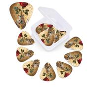 12 Pack Guitar Picks with Organizer Storage Box,Thin, Medium & Heavy 3 Different Thickness Guitar Pick Red Rose in Jeweled Vase Bass Plectrums for Ukulele Acoustic Guitar Accessories