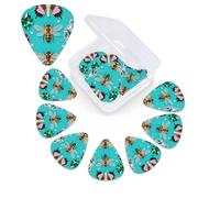 12 Pack Guitar Picks with Organizer Storage Box,Thin, Medium & Heavy 3 Different Thickness Guitar Pick Jewel Insect pattern Bass Plectrums for Ukulele Acoustic Guitar Accessories