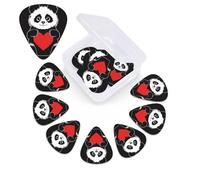 12 Pack Guitar Picks with Organizer Storage Box,Thin, Medium & Heavy 3 Different Thickness Guitar Pick Panda holding heart Bass Plectrums for Ukulele Acoustic Guitar Accessories