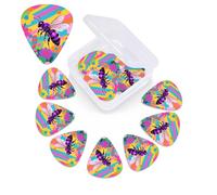 12 Pack Guitar Picks with Organizer Storage Box,Thin, Medium & Heavy 3 Different Thickness Guitar Pick Purple Bee in Flowers Bass Plectrums for Ukulele Acoustic Guitar Accessories