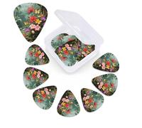 12 Pack Guitar Picks with Organizer Storage Box,Thin, Medium & Heavy 3 Different Thickness Guitar Pick Vibrant Color Flower Blossom Bass Plectrums for Ukulele Acoustic Guitar Accessories