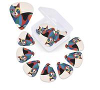 12 Pack Guitar Picks with Organizer Storage Box,Thin, Medium & Heavy 3 Different Thickness Guitar Pick Lazy Cat Bass Plectrums for Ukulele Acoustic Guitar Accessories
