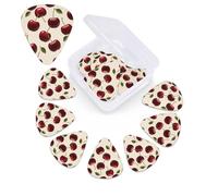 12 Pack Guitar Picks with Organizer Storage Box,Thin, Medium & Heavy 3 Different Thickness Guitar Pick Red cherry Bass Plectrums for Ukulele Acoustic Guitar Accessories