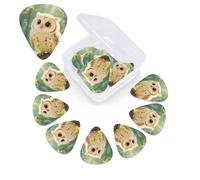12 Pack Guitar Picks with Organizer Storage Box,Thin, Medium & Heavy 3 Different Thickness Guitar Pick Cute Owl Cub Bass Plectrums for Ukulele Acoustic Guitar Accessories