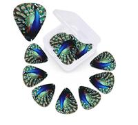 12 Pack Guitar Picks with Organizer Storage Box,Thin, Medium & Heavy 3 Different Thickness Guitar Pick Beautiful peacock Bass Plectrums for Ukulele Acoustic Guitar Accessories