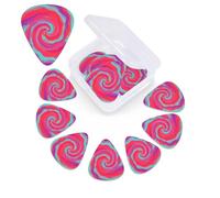 12 Pack Guitar Picks with Organizer Storage Box,Thin, Medium & Heavy 3 Different Thickness Guitar Pick Red - Purple Vortex Bass Plectrums for Ukulele Acoustic Guitar Accessories
