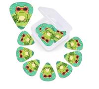 12 Pack Guitar Picks with Organizer Storage Box,Thin, Medium & Heavy 3 Different Thickness Guitar Pick Green Frog with Sunglasses Bass Plectrums for Ukulele Acoustic Guitar Accessories