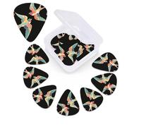 12 Pack Guitar Picks with Organizer Storage Box,Thin, Medium & Heavy 3 Different Thickness Guitar Pick Two Colorful Flying Birds Bass Plectrums for Ukulele Acoustic Guitar Accessories