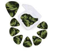 12 Pack Guitar Picks with Organizer Storage Box,Thin, Medium & Heavy 3 Different Thickness Guitar Pick Moist Hosta Leaves Bass Plectrums for Ukulele Acoustic Guitar Accessories