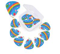 12 Pack Guitar Picks with Organizer Storage Box,Thin, Medium & Heavy 3 Different Thickness Guitar Pick Pop Rainbow Bass Plectrums for Ukulele Acoustic Guitar Accessories