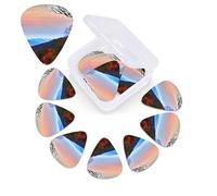 12 Pack Guitar Picks with Organizer Storage Box,Thin, Medium & Heavy 3 Different Thickness Guitar Pick Blue Ridge Mountains Bass Plectrums for Ukulele Acoustic Guitar Accessories