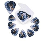 12 Pack Guitar Picks with Organizer Storage Box,Thin, Medium & Heavy 3 Different Thickness Guitar Pick Deer in Crystal Forest Bass Plectrums for Ukulele Acoustic Guitar Accessories