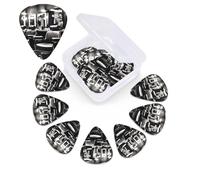 12 Pack Guitar Picks with Organizer Storage Box,Thin, Medium & Heavy 3 Different Thickness Guitar Pick Barber Shop Monochrome Style Bass Plectrums for Ukulele Acoustic Guitar Accessories