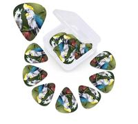 12 Pack Guitar Picks with Organizer Storage Box,Thin, Medium & Heavy 3 Different Thickness Guitar Pick Beautiful Cockatoo Bird Flower Bass Plectrums for Ukulele Acoustic Guitar Accessories