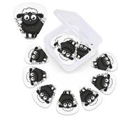 12 Pack Guitar Picks with Organizer Storage Box,Thin, Medium & Heavy 3 Different Thickness Guitar Pick Cartoon Black White Sheep Bass Plectrums for Ukulele Acoustic Guitar Accessories