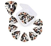 12 Pack Guitar Picks with Organizer Storage Box,Thin, Medium & Heavy 3 Different Thickness Guitar Pick Cow black and white spot Bass Plectrums for Ukulele Acoustic Guitar Accessories