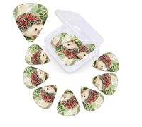 12 Pack Guitar Picks with Organizer Storage Box,Thin, Medium & Heavy 3 Different Thickness Guitar Pick Berry - collecting Hedgehog Bass Plectrums for Ukulele Acoustic Guitar Accessories