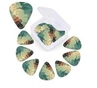 12 Pack Guitar Picks with Organizer Storage Box,Thin, Medium & Heavy 3 Different Thickness Guitar Pick Buildings and Trees Bass Plectrums for Ukulele Acoustic Guitar Accessories