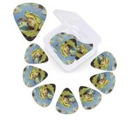 12 Pack Guitar Picks with Organizer Storage Box,Thin, Medium & Heavy 3 Different Thickness Guitar Pick Pond Frog Bass Plectrums for Ukulele Acoustic Guitar Accessories