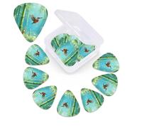 12 Pack Guitar Picks with Organizer Storage Box,Thin, Medium & Heavy 3 Different Thickness Guitar Pick Bamboo Kingfishers Bass Plectrums for Ukulele Acoustic Guitar Accessories
