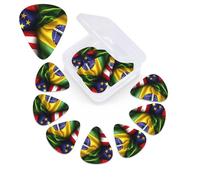 12 Pack Guitar Picks with Organizer Storage Box,Thin, Medium & Heavy 3 Different Thickness Guitar Pick American and Brazilian Flags Bass Plectrums for Ukulele Acoustic Guitar Accessories