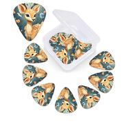 12 Pack Guitar Picks with Organizer Storage Box,Thin, Medium & Heavy 3 Different Thickness Guitar Pick Cartoon Deer Flower Bass Plectrums for Ukulele Acoustic Guitar Accessories