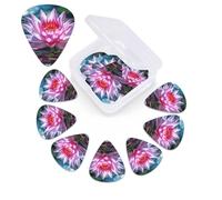 12 Pack Guitar Picks with Organizer Storage Box,Thin, Medium & Heavy 3 Different Thickness Guitar Pick Water Lily Light and Shadow Bass Plectrums for Ukulele Acoustic Guitar Accessories
