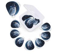 12 Pack Guitar Picks with Organizer Storage Box,Thin, Medium & Heavy 3 Different Thickness Guitar Pick Magic - Hat Owl Bass Plectrums for Ukulele Acoustic Guitar Accessories