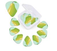 12 Pack Guitar Picks with Organizer Storage Box,Thin, Medium & Heavy 3 Different Thickness Guitar Pick Green Pear Bass Plectrums for Ukulele Acoustic Guitar Accessories