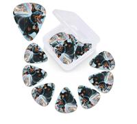 12 Pack Guitar Picks with Organizer Storage Box,Thin, Medium & Heavy 3 Different Thickness Guitar Pick Doberman Pool Blitz Bass Plectrums for Ukulele Acoustic Guitar Accessories