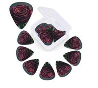 12 Pack Guitar Picks with Organizer Storage Box,Thin, Medium & Heavy 3 Different Thickness Guitar Pick Rose gothic Bass Plectrums for Ukulele Acoustic Guitar Accessories