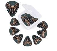 12 Pack Guitar Picks with Organizer Storage Box,Thin, Medium & Heavy 3 Different Thickness Guitar Pick Beautiful Moth Bass Plectrums for Ukulele Acoustic Guitar Accessories