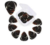 12 Pack Guitar Picks with Organizer Storage Box,Thin, Medium & Heavy 3 Different Thickness Guitar Pick Orange Abstract Ornament Bass Plectrums for Ukulele Acoustic Guitar Accessories