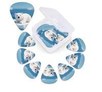 12 Pack Guitar Picks with Organizer Storage Box,Thin, Medium & Heavy 3 Different Thickness Guitar Pick Arctic Polar Bear Bass Plectrums for Ukulele Acoustic Guitar Accessories