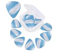 12 Pack Guitar Picks with Organizer Storage Box,Thin, Medium & Heavy 3 Different Thickness Guitar Pick Blue sky feathers Bass Plectrums for Ukulele Acoustic Guitar Accessories