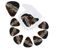 12 Pack Guitar Picks with Organizer Storage Box,Thin, Medium & Heavy 3 Different Thickness Guitar Pick Reptile Monitor Lizard Bass Plectrums for Ukulele Acoustic Guitar Accessories