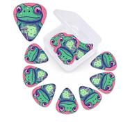 12 Pack Guitar Picks with Organizer Storage Box,Thin, Medium & Heavy 3 Different Thickness Guitar Pick Frog Staring at Bottle Bass Plectrums for Ukulele Acoustic Guitar Accessories