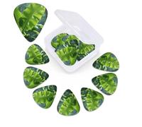 12 Pack Guitar Picks with Organizer Storage Box,Thin, Medium & Heavy 3 Different Thickness Guitar Pick Tropical Green Leaves Bass Plectrums for Ukulele Acoustic Guitar Accessories
