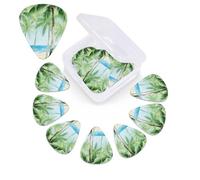 12 Pack Guitar Picks with Organizer Storage Box,Thin, Medium & Heavy 3 Different Thickness Guitar Pick Tropical Plants Bass Plectrums for Ukulele Acoustic Guitar Accessories