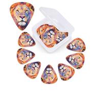 12 Pack Guitar Picks with Organizer Storage Box,Thin, Medium & Heavy 3 Different Thickness Guitar Pick Colorful Lion Painting Bass Plectrums for Ukulele Acoustic Guitar Accessories