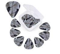 12 Pack Guitar Picks with Organizer Storage Box,Thin, Medium & Heavy 3 Different Thickness Guitar Pick Black Crow Birds Bass Plectrums for Ukulele Acoustic Guitar Accessories