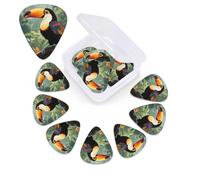 12 Pack Guitar Picks with Organizer Storage Box,Thin, Medium & Heavy 3 Different Thickness Guitar Pick Toucan in the rainforest Bass Plectrums for Ukulele Acoustic Guitar Accessories