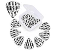 12 Pack Guitar Picks with Organizer Storage Box,Thin, Medium & Heavy 3 Different Thickness Guitar Pick Black Floral Skull Bass Plectrums for Ukulele Acoustic Guitar Accessories