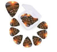 12 Pack Guitar Picks with Organizer Storage Box,Thin, Medium & Heavy 3 Different Thickness Guitar Pick Sunset and flowers Bass Plectrums for Ukulele Acoustic Guitar Accessories
