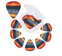 12 Pack Guitar Picks with Organizer Storage Box,Thin, Medium & Heavy 3 Different Thickness Guitar Pick Beach red Sunset Bass Plectrums for Ukulele Acoustic Guitar Accessories
