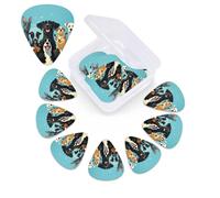 12 Pack Guitar Picks with Organizer Storage Box,Thin, Medium & Heavy 3 Different Thickness Guitar Pick A large group of dogs on a blue background Bass Plectrums for Ukulele Acoustic Guitar Accessories